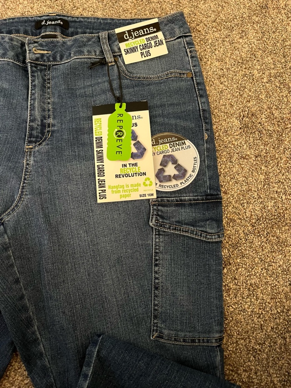 d. jeans Women’s Dark Wash Cargo Skinny Jeans - Blue - Picture 2 of 6